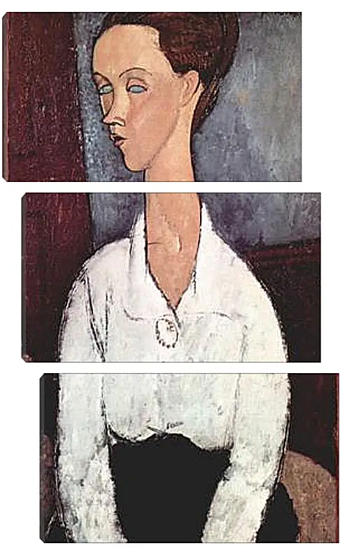 Модульная картина - Portrait of Lunia Czechowska in white blouse. Портрет Лунии Чеховской. Амедео Модильяни