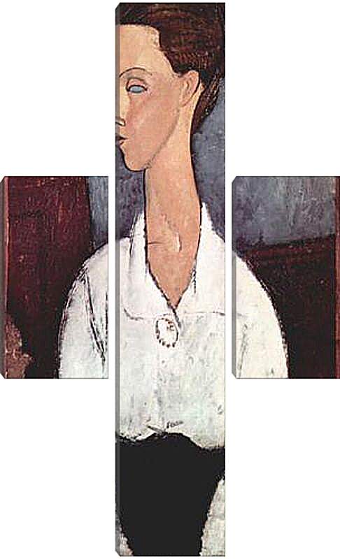 Модульная картина - Portrait of Lunia Czechowska in white blouse. Портрет Лунии Чеховской. Амедео Модильяни