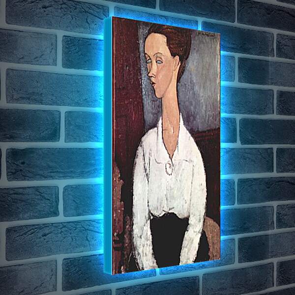 Лайтбокс световая панель - Portrait of Lunia Czechowska in white blouse. Портрет Лунии Чеховской. Амедео Модильяни