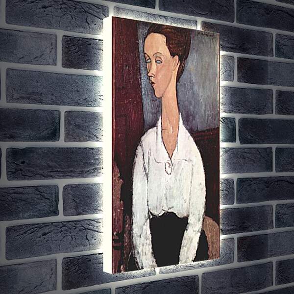 Лайтбокс световая панель - Portrait of Lunia Czechowska in white blouse. Портрет Лунии Чеховской. Амедео Модильяни