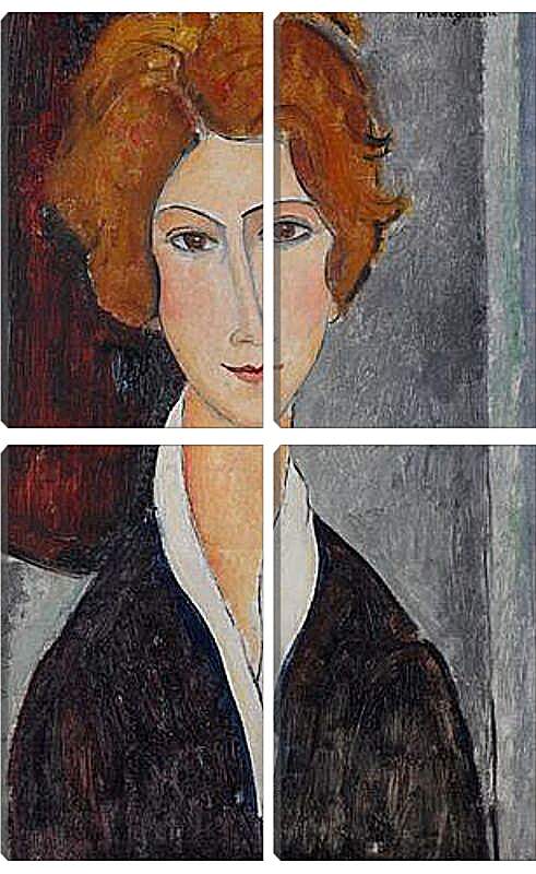 Модульная картина - Portrait de Femme. Портрет женщины. Амедео Модильяни