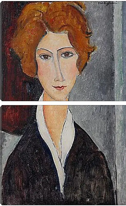 Модульная картина - Portrait de Femme. Портрет женщины. Амедео Модильяни