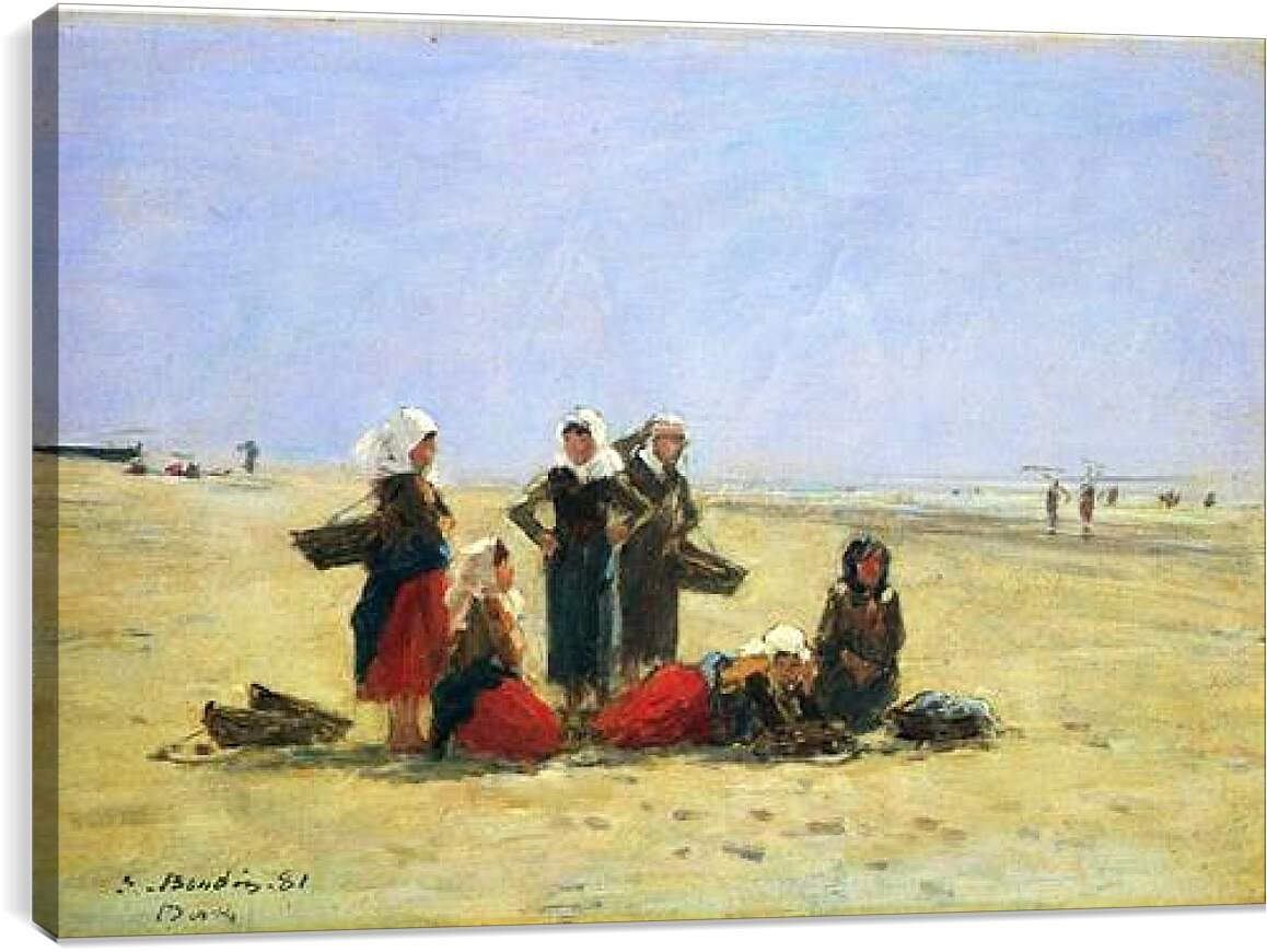Постер и плакат - Women on the Beach at Berck. Эжен Буден