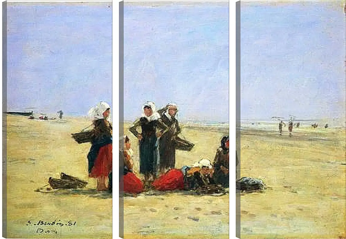 Модульная картина - Women on the Beach at Berck. Эжен Буден