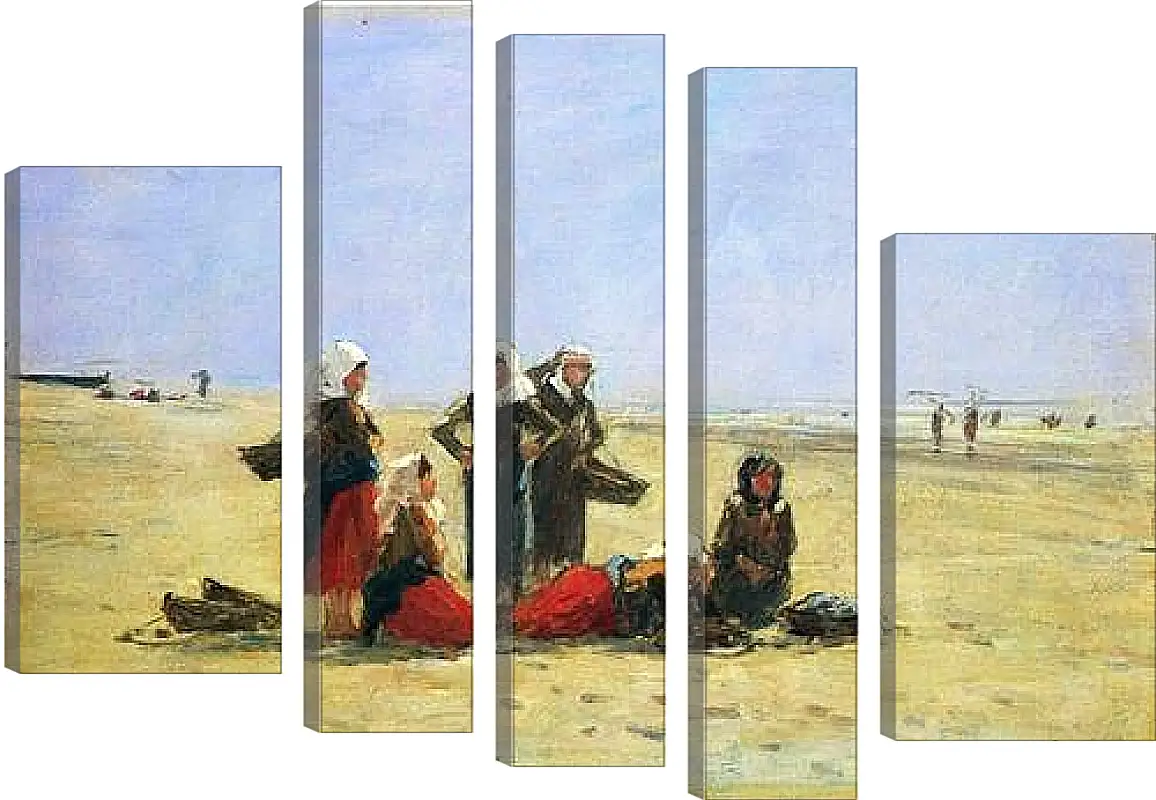 Модульная картина - Women on the Beach at Berck. Эжен Буден