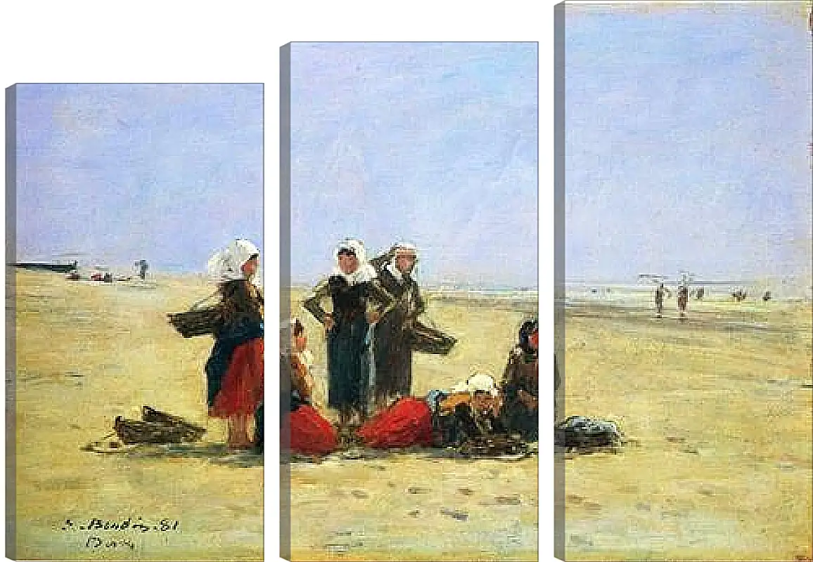 Модульная картина - Women on the Beach at Berck. Эжен Буден