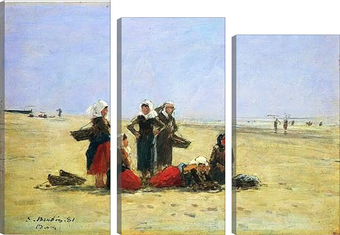 Модульная картина - Women on the Beach at Berck. Эжен Буден