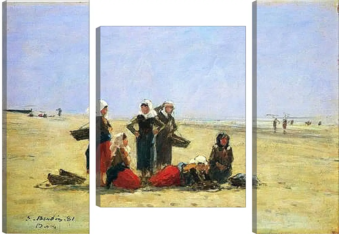 Модульная картина - Women on the Beach at Berck. Эжен Буден