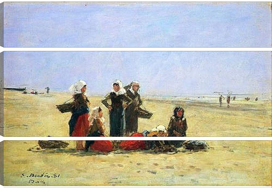 Модульная картина - Women on the Beach at Berck. Эжен Буден