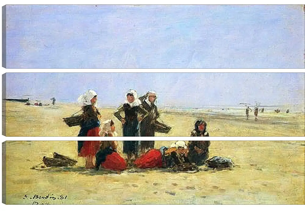 Модульная картина - Women on the Beach at Berck. Эжен Буден