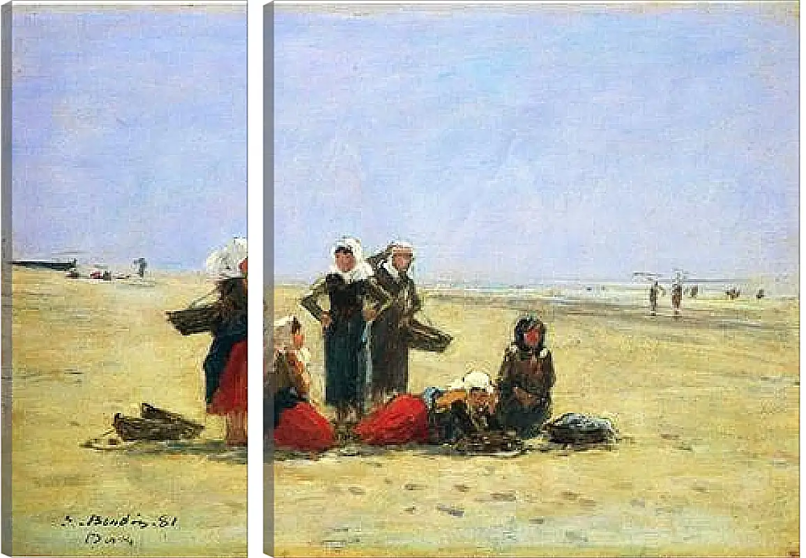 Модульная картина - Women on the Beach at Berck. Эжен Буден