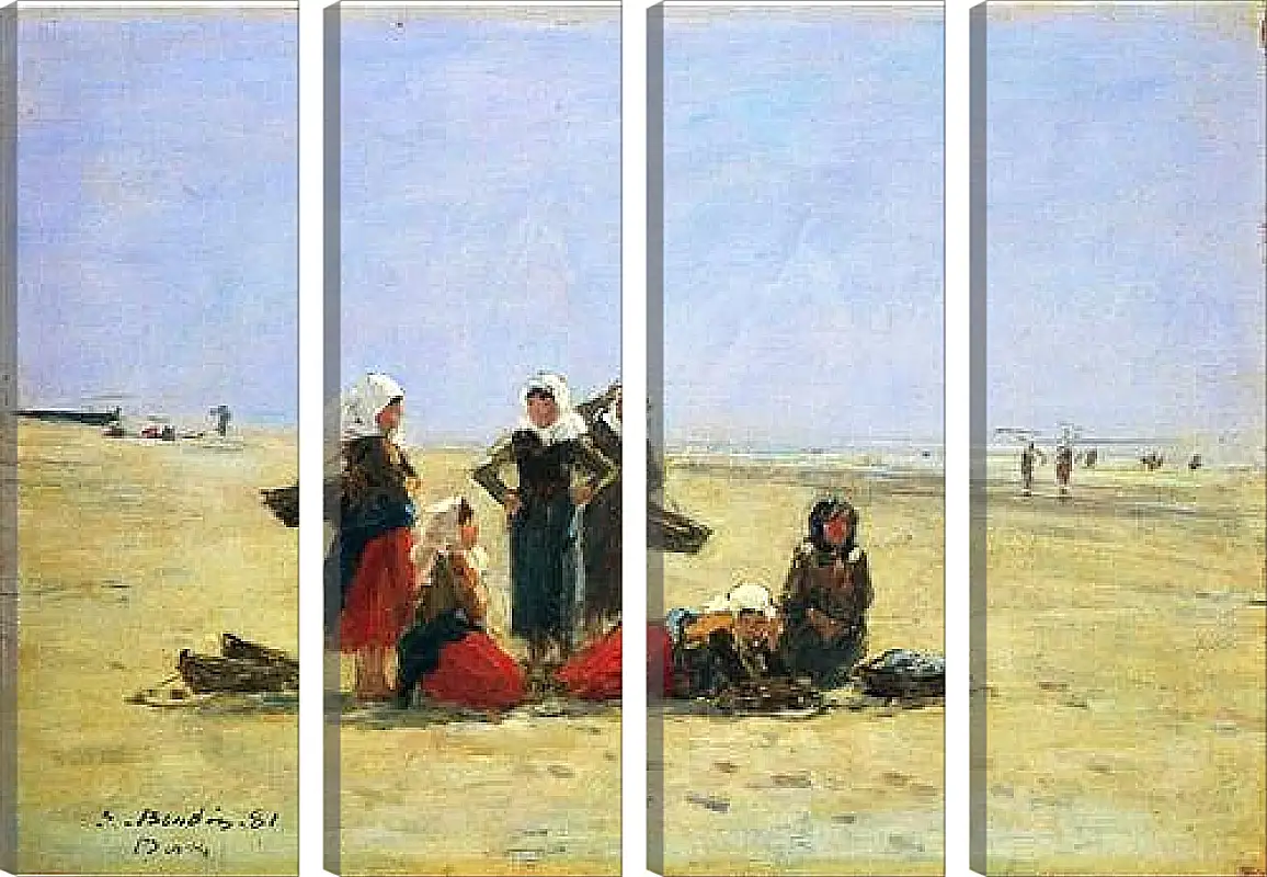 Модульная картина - Women on the Beach at Berck. Эжен Буден