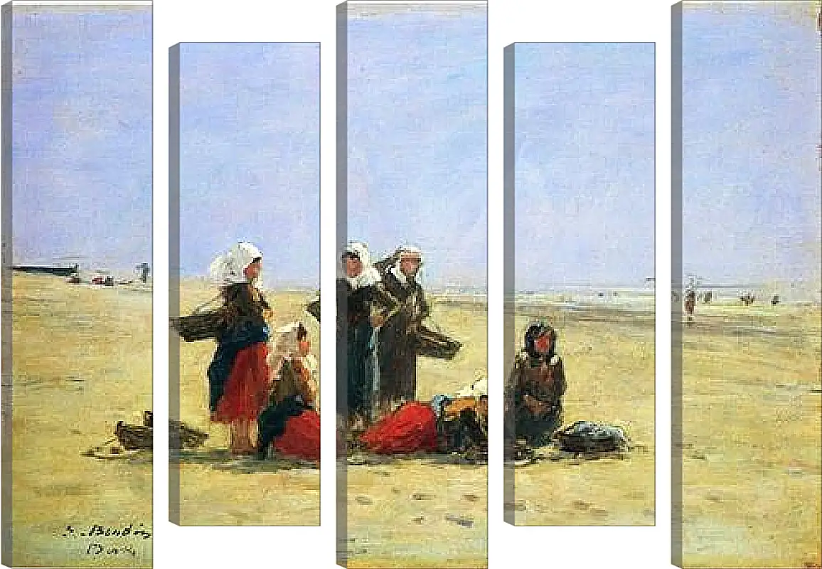 Модульная картина - Women on the Beach at Berck. Эжен Буден