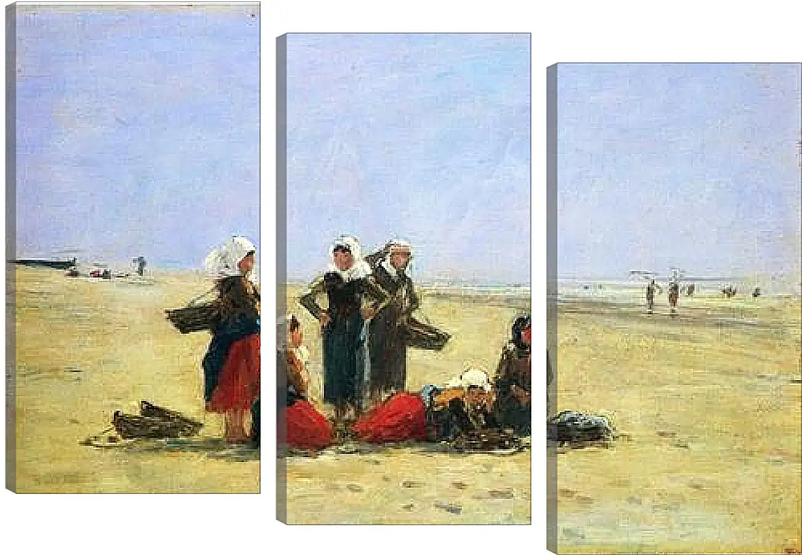 Модульная картина - Women on the Beach at Berck. Эжен Буден