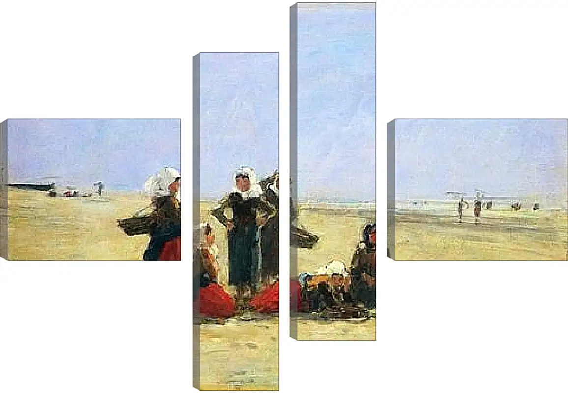 Модульная картина - Women on the Beach at Berck. Эжен Буден