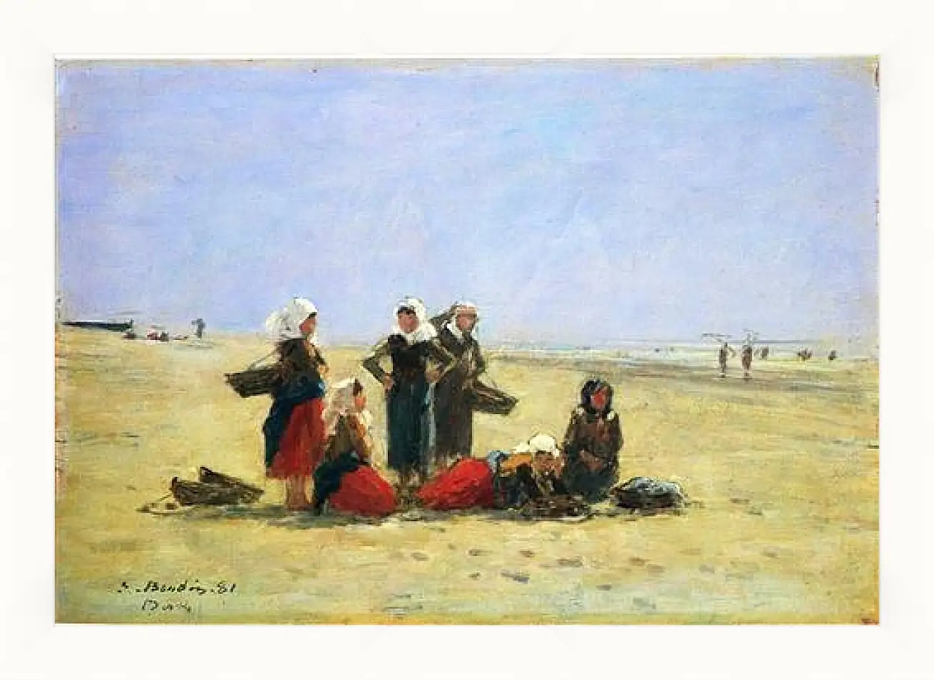 Картина в раме - Women on the Beach at Berck. Эжен Буден