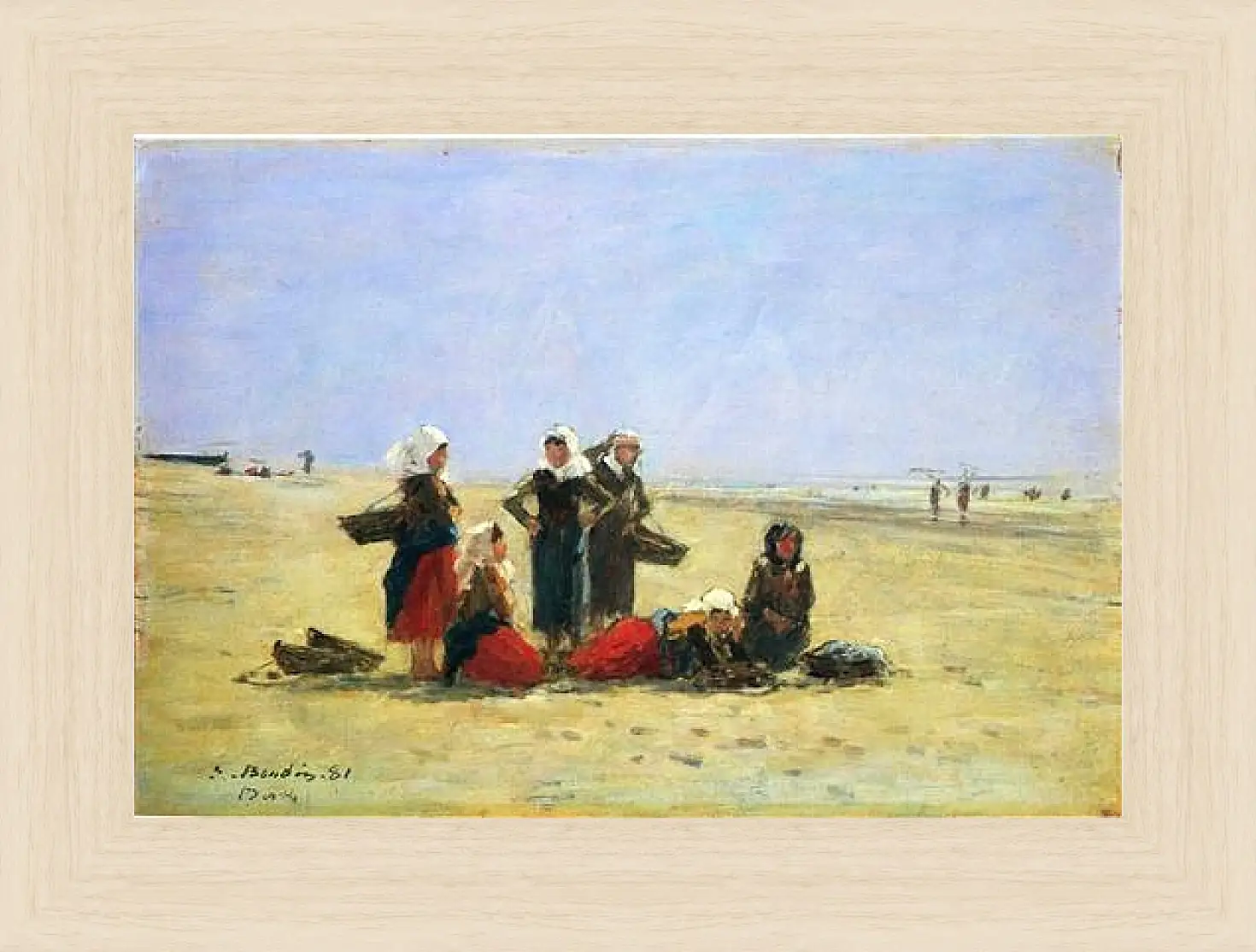 Картина в раме - Women on the Beach at Berck. Эжен Буден