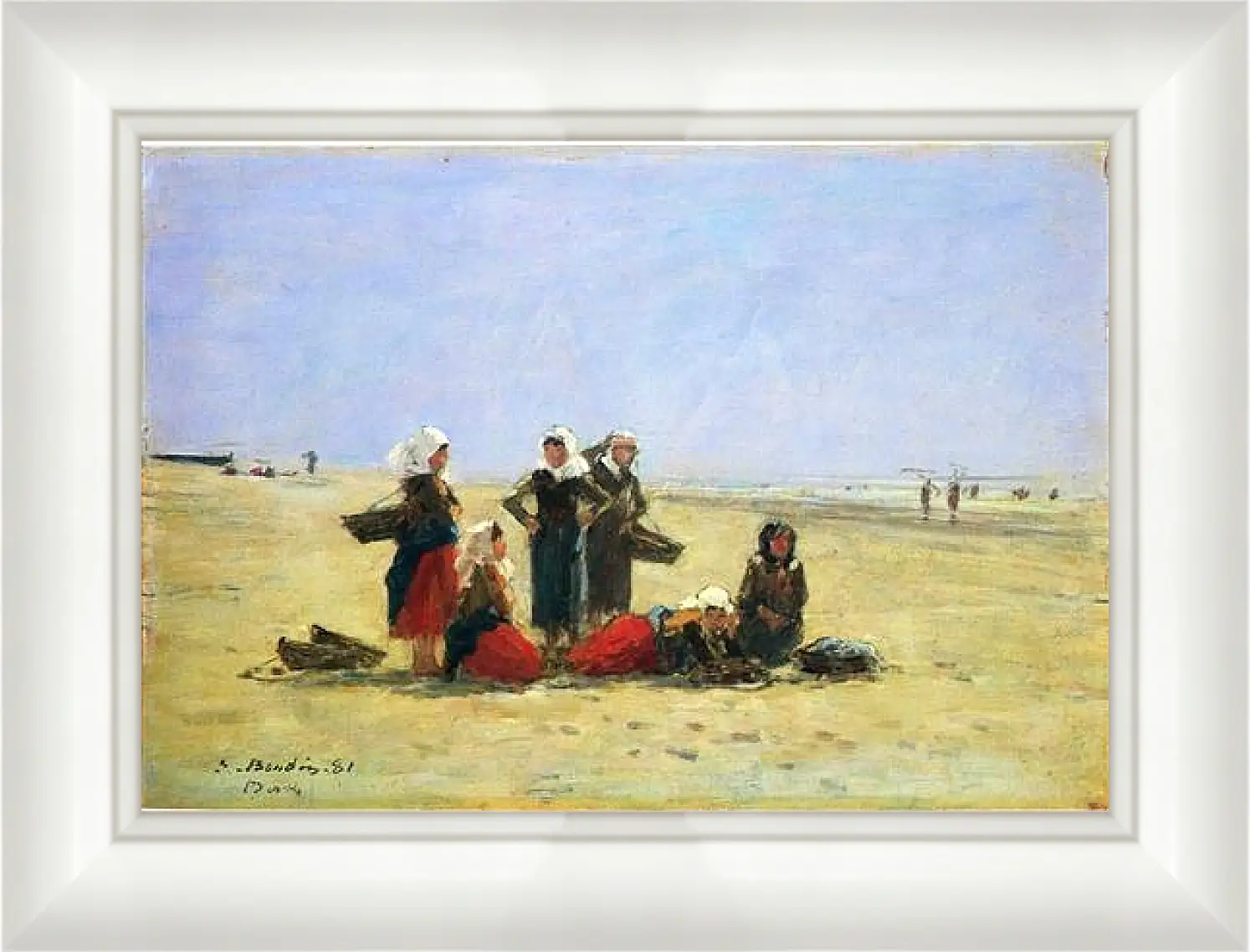 Картина в раме - Women on the Beach at Berck. Эжен Буден