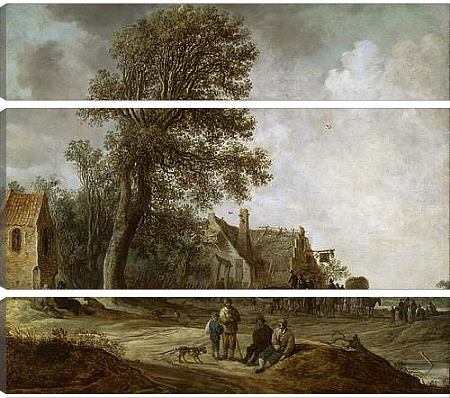Модульная картина - Peasants Resting before an Inn. Ян ван Гойен