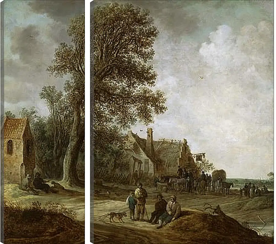 Модульная картина - Peasants Resting before an Inn. Ян ван Гойен