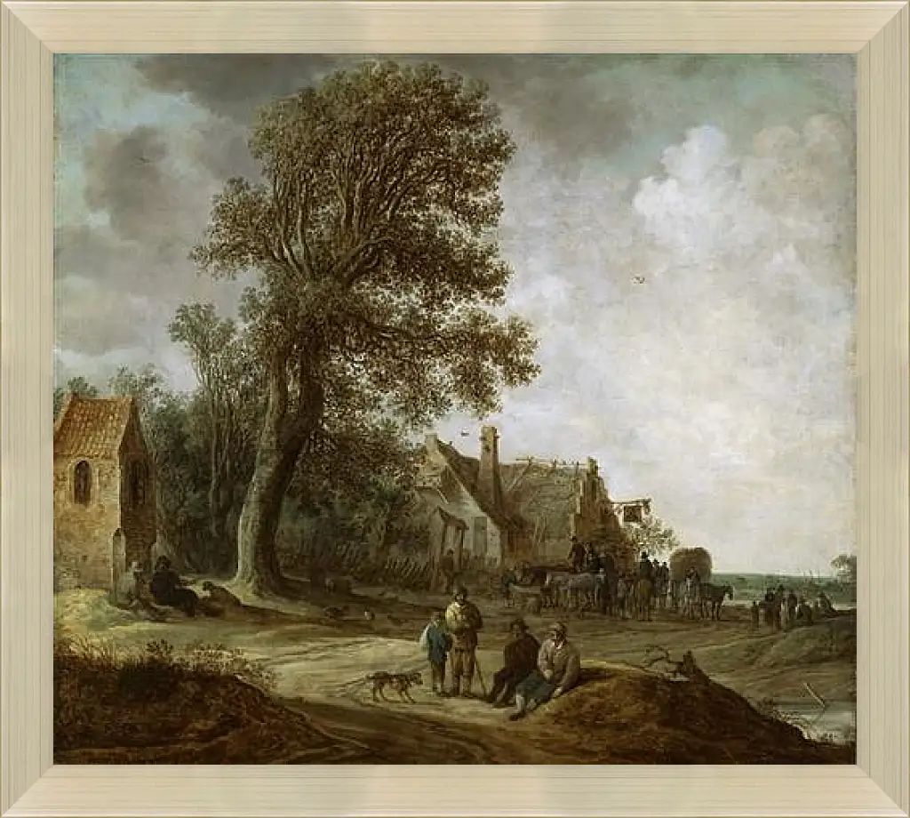 Картина в раме - Peasants Resting before an Inn. Ян ван Гойен