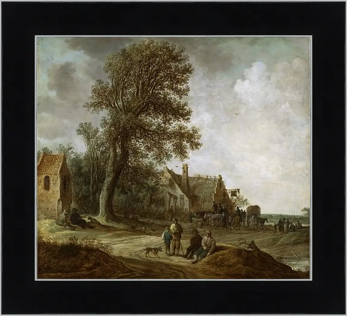 Картина в раме - Peasants Resting before an Inn. Ян ван Гойен