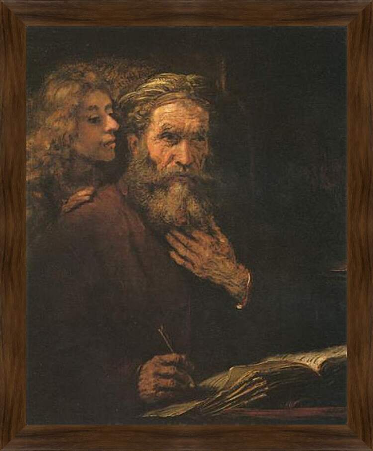 Картина в раме - Evangelist Mathaus und der Engel. Рембрандт