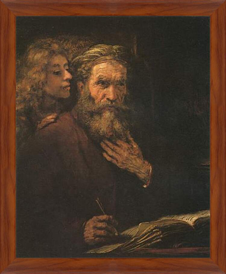 Картина в раме - Evangelist Mathaus und der Engel. Рембрандт