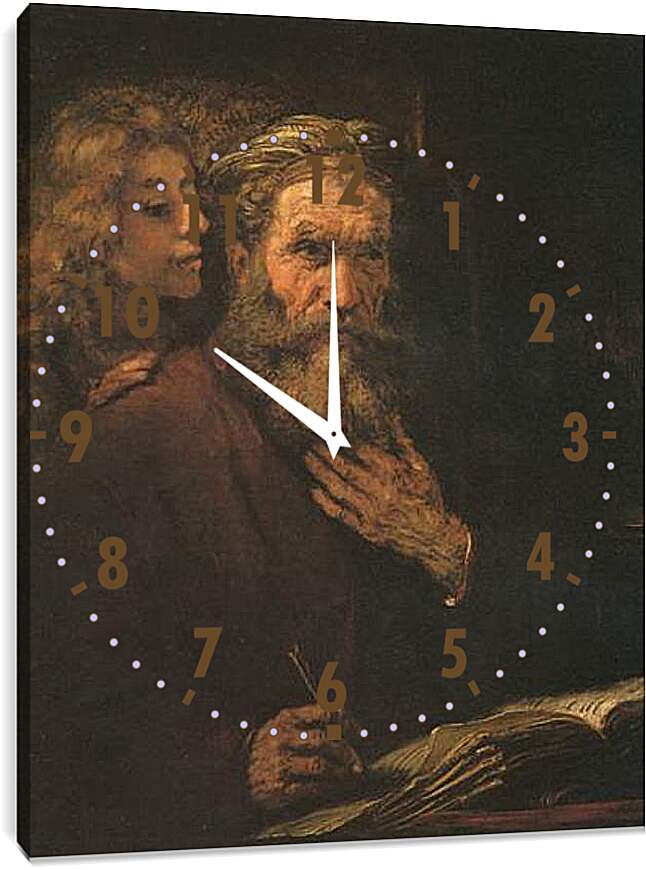 Часы картина - Evangelist Mathaus und der Engel. Рембрандт
