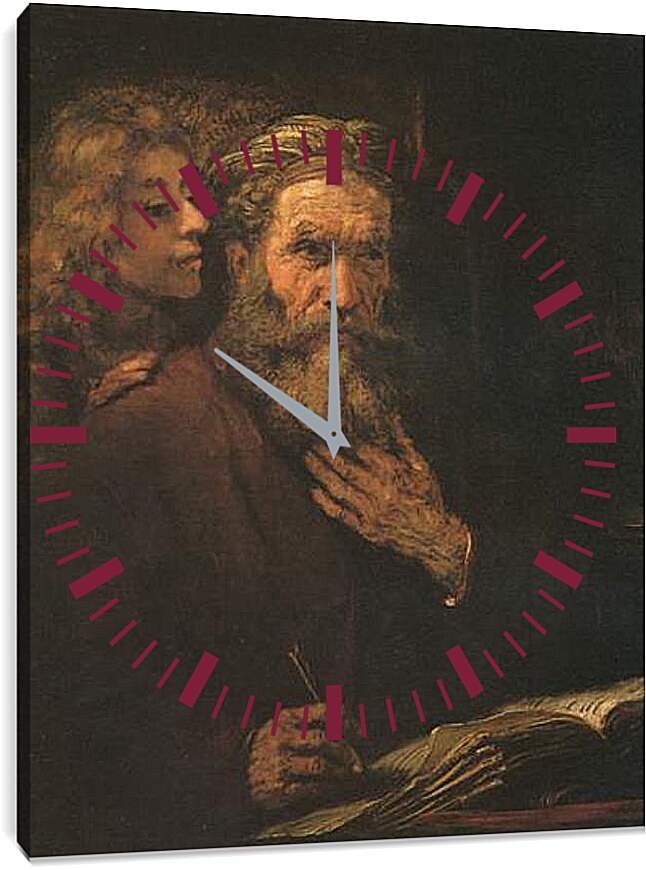 Часы картина - Evangelist Mathaus und der Engel. Рембрандт