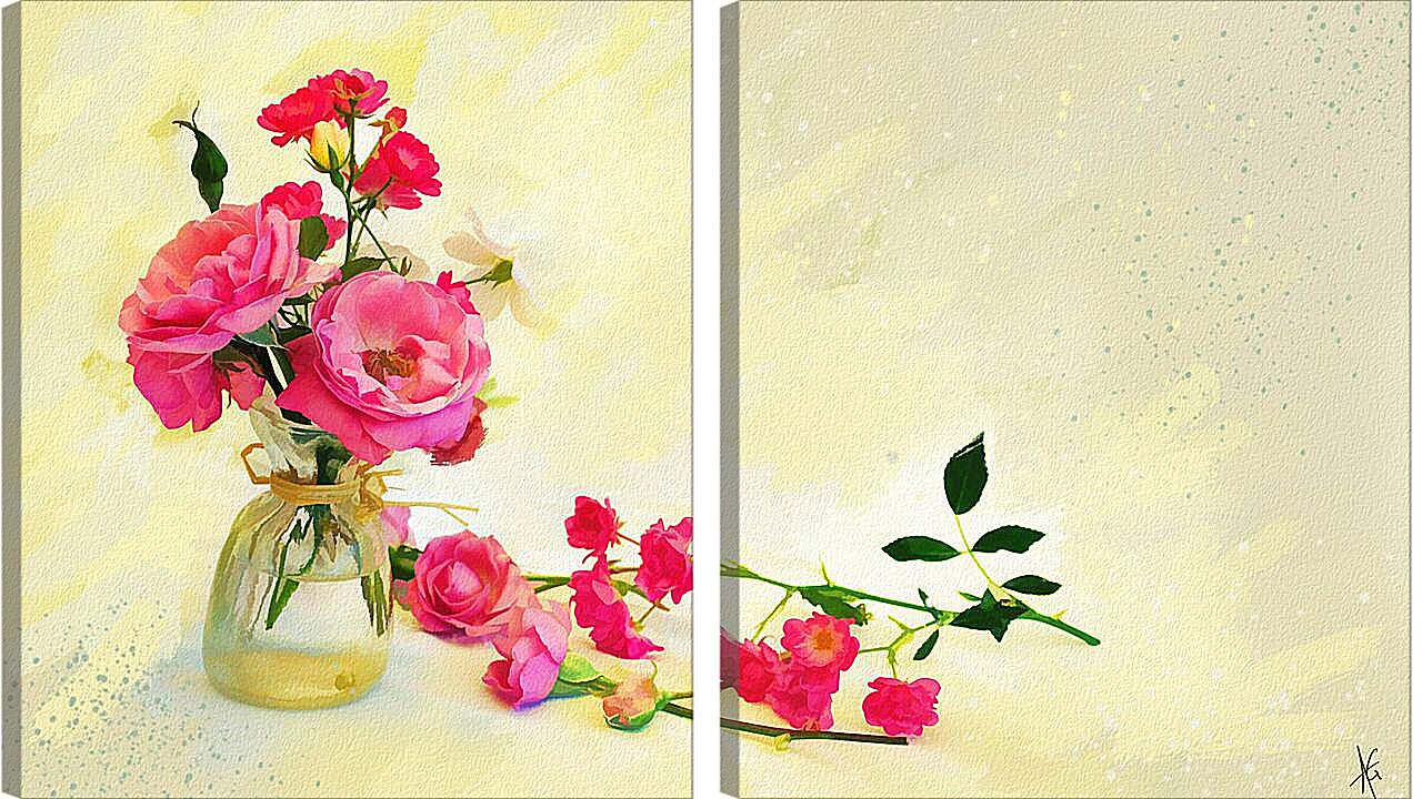 Модульная картина - Цветы на столе