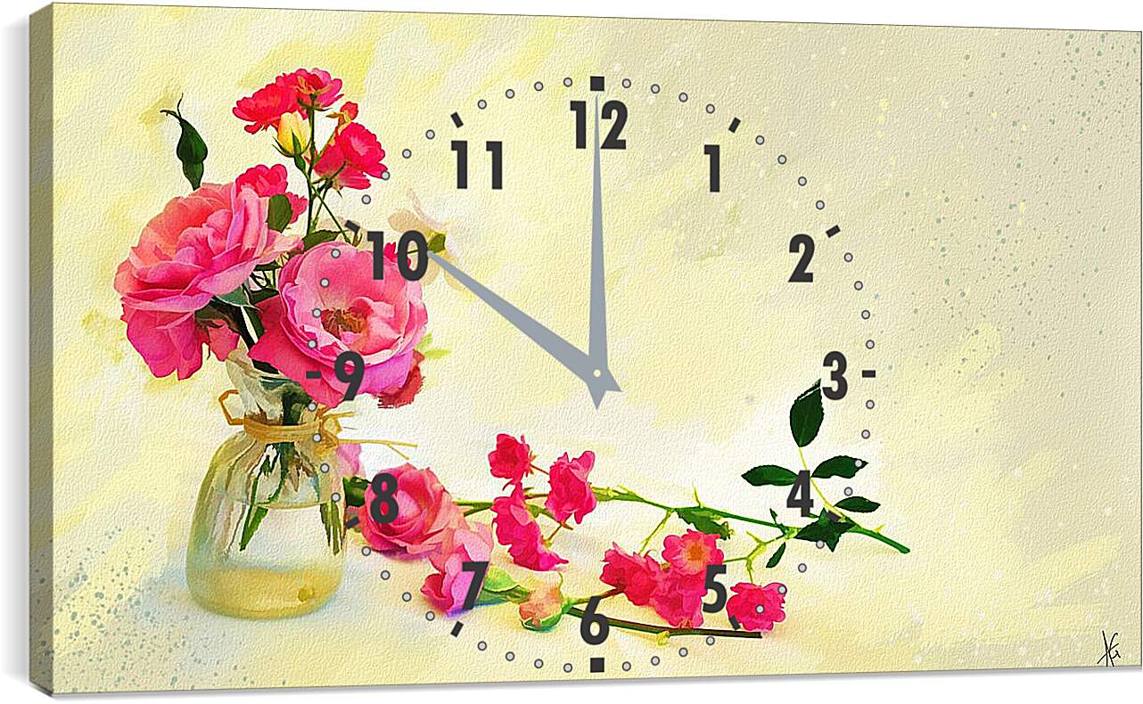Часы картина - Цветы на столе