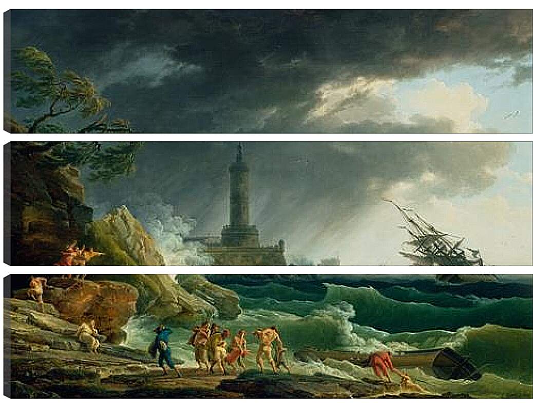 Модульная картина - A Storm on a Mediterranean Coast. Клод Жозеф Верне