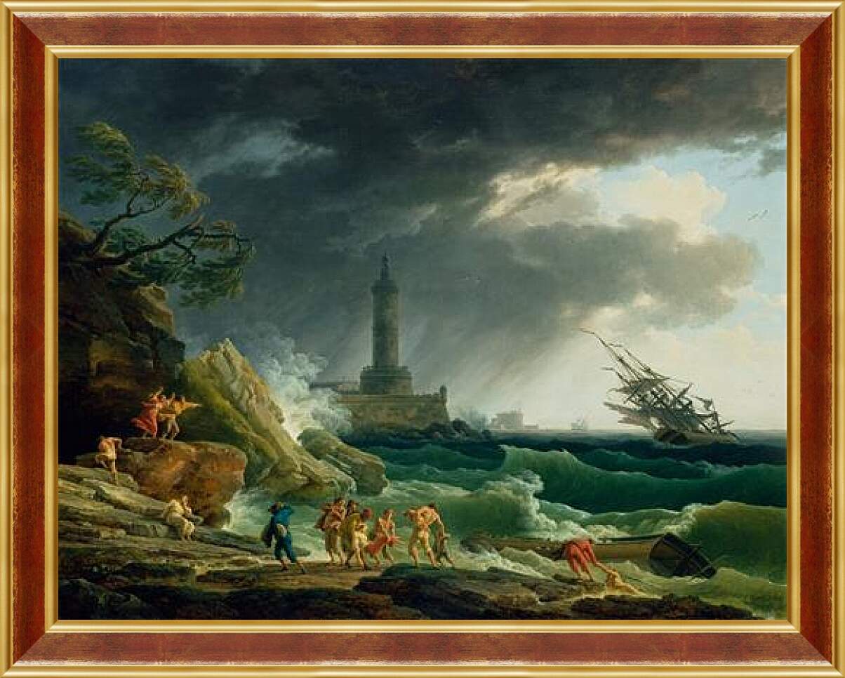 Картина в раме - A Storm on a Mediterranean Coast. Клод Жозеф Верне
