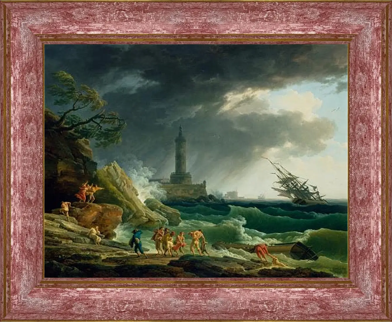 Картина в раме - A Storm on a Mediterranean Coast. Клод Жозеф Верне