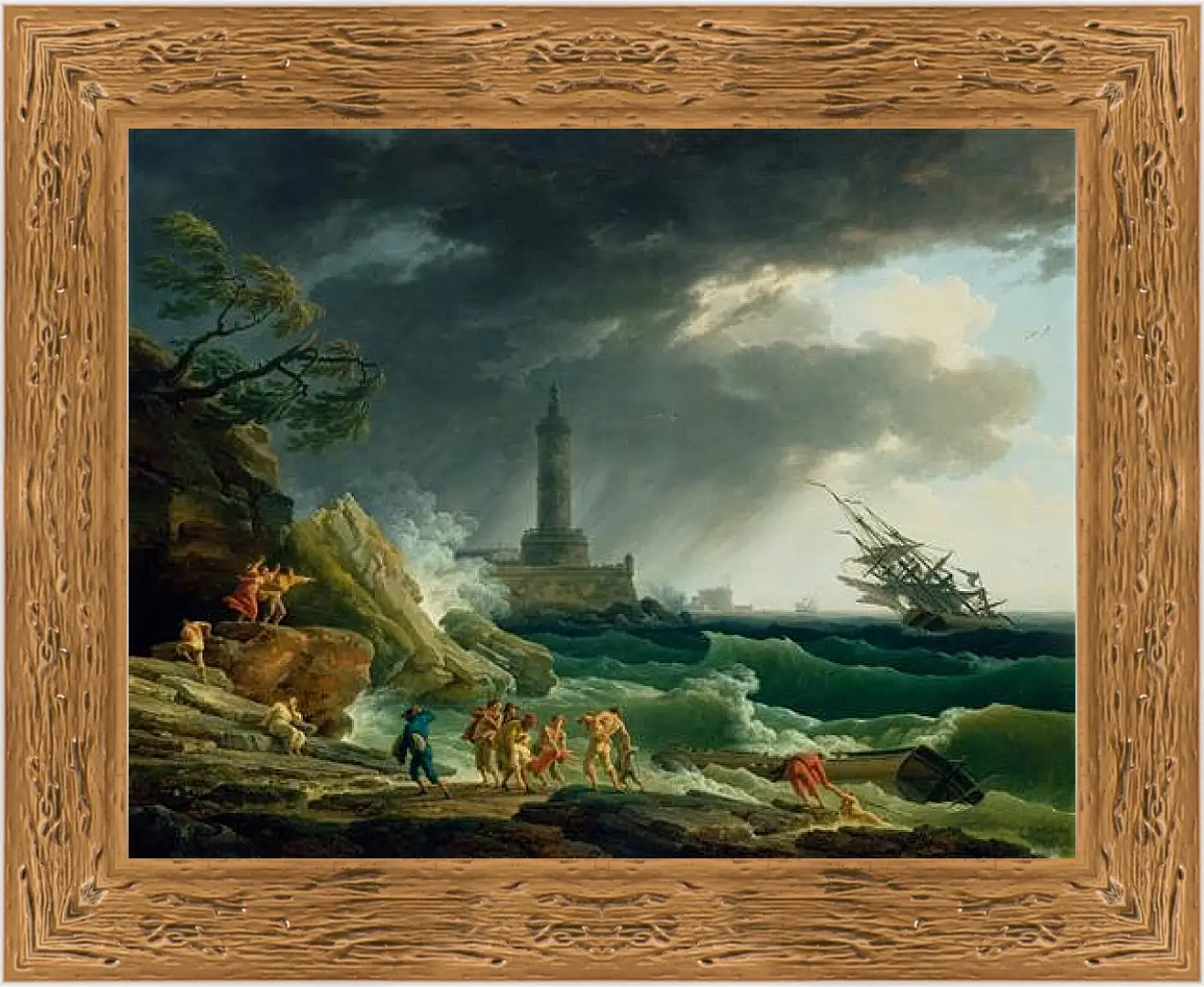 Картина в раме - A Storm on a Mediterranean Coast. Клод Жозеф Верне