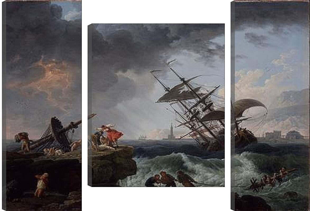 Модульная картина - Storm by coastline. Клод Жозеф Верне
