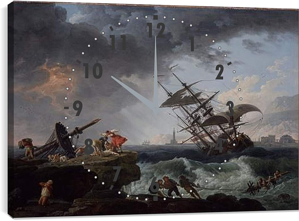 Часы картина - Storm by coastline. Клод Жозеф Верне