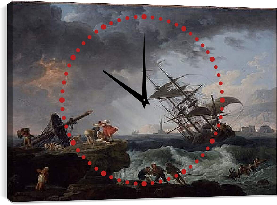 Часы картина - Storm by coastline. Клод Жозеф Верне