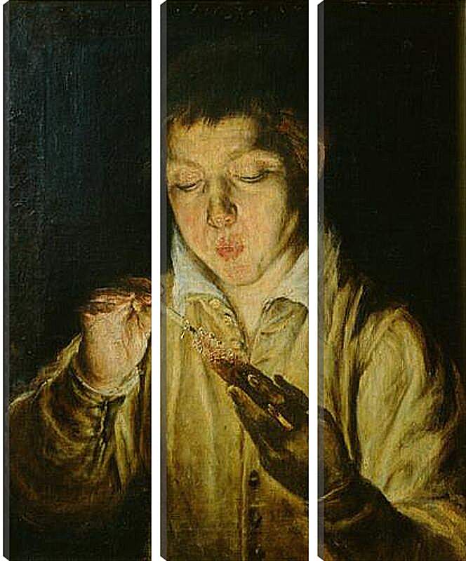 Модульная картина - A Boy Blowing on an Ember to Light a Candle. Эль Греко