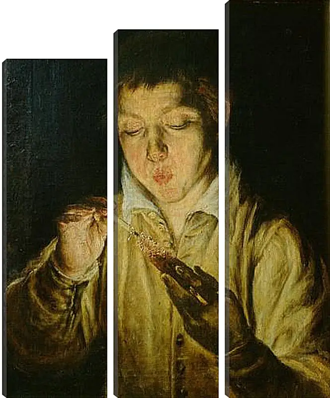 Модульная картина - A Boy Blowing on an Ember to Light a Candle. Эль Греко