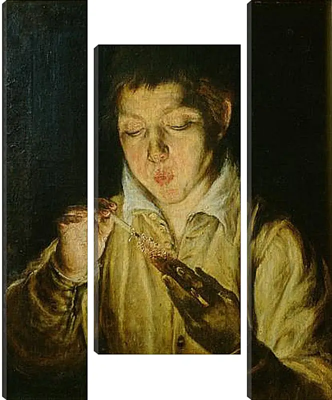 Модульная картина - A Boy Blowing on an Ember to Light a Candle. Эль Греко