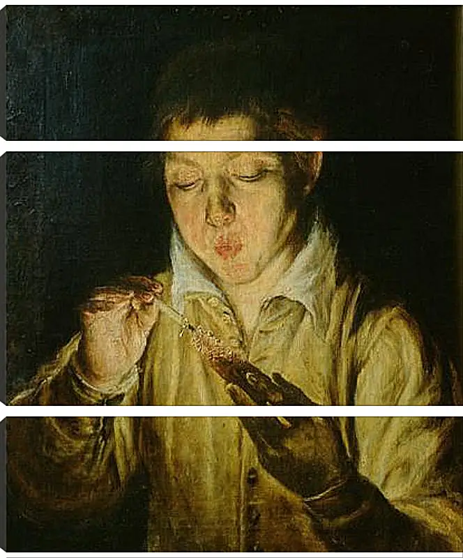 Модульная картина - A Boy Blowing on an Ember to Light a Candle. Эль Греко