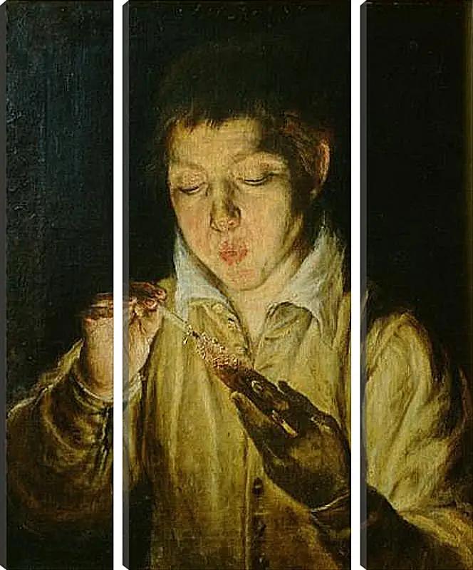 Модульная картина - A Boy Blowing on an Ember to Light a Candle. Эль Греко