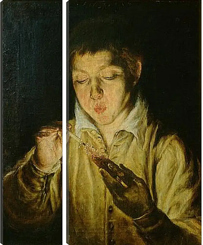 Модульная картина - A Boy Blowing on an Ember to Light a Candle. Эль Греко