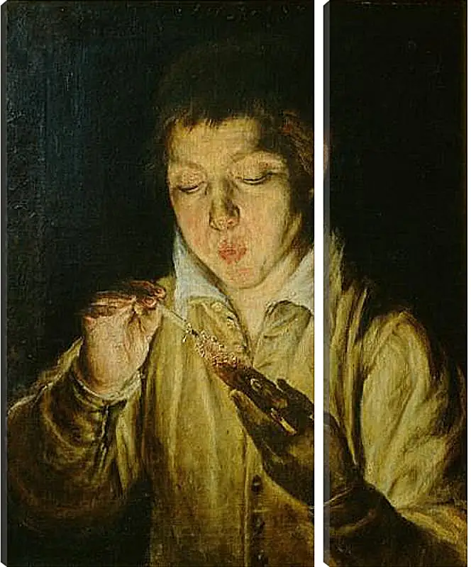 Модульная картина - A Boy Blowing on an Ember to Light a Candle. Эль Греко