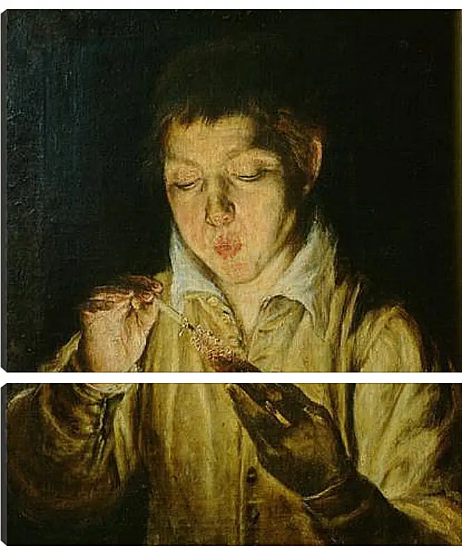 Модульная картина - A Boy Blowing on an Ember to Light a Candle. Эль Греко