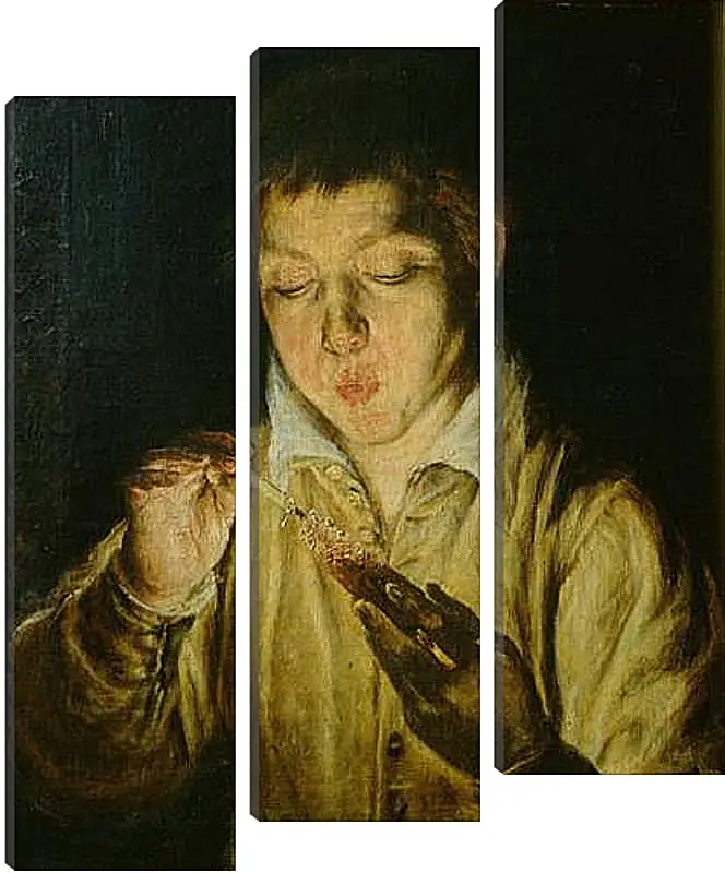 Модульная картина - A Boy Blowing on an Ember to Light a Candle. Эль Греко