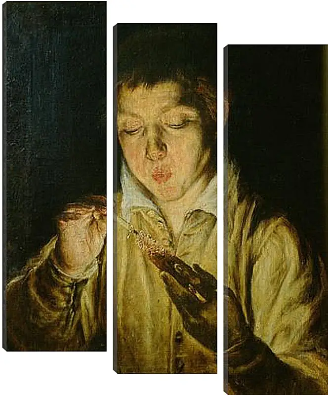 Модульная картина - A Boy Blowing on an Ember to Light a Candle. Эль Греко