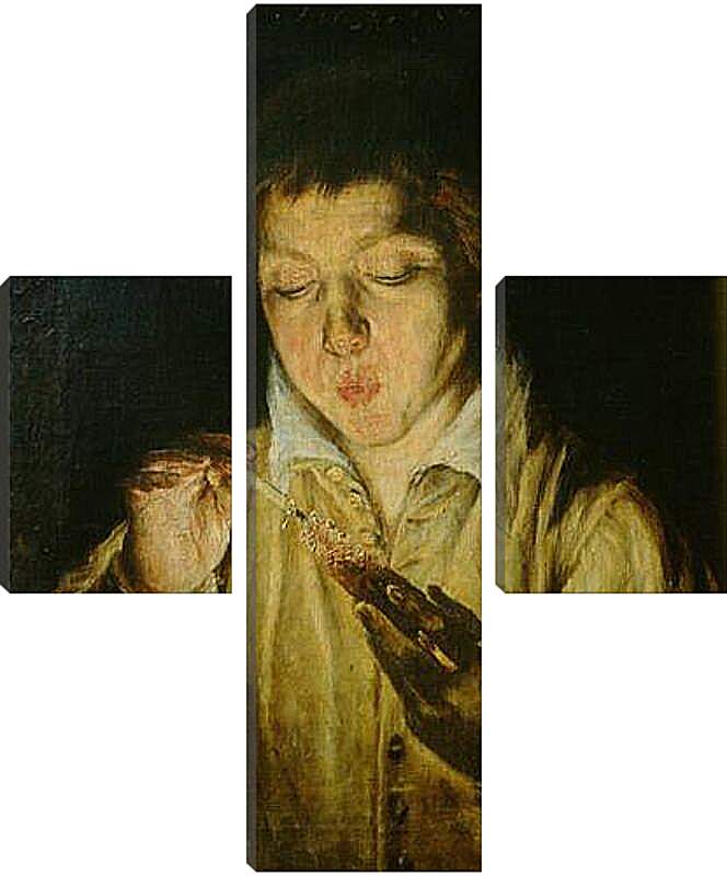 Модульная картина - A Boy Blowing on an Ember to Light a Candle. Эль Греко